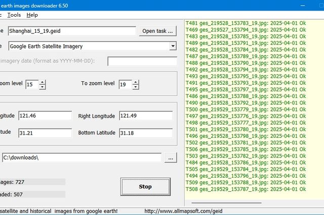 google earth images downloader screenshot